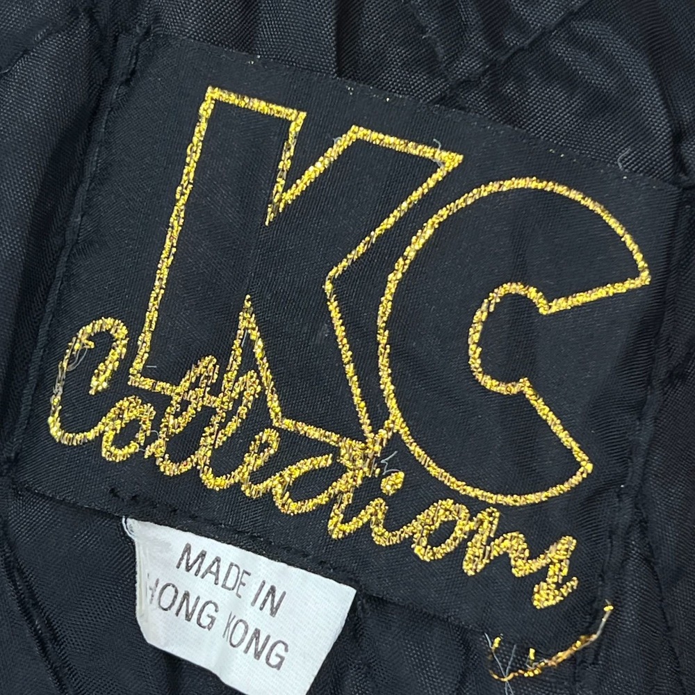 Vtg 90s Denim Jacket Girls Glam Black Faux Leopard Fur KC Collections Size L - Picture 11 of 12